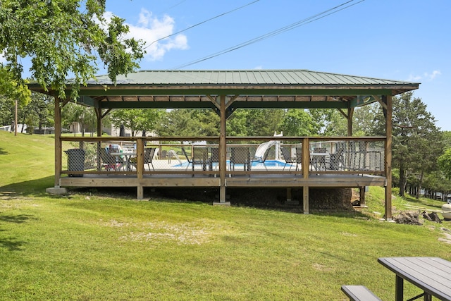638 Double Day, Branson West, MO 65737 - dock area with a gazebo, a lawn, and a wooden deck