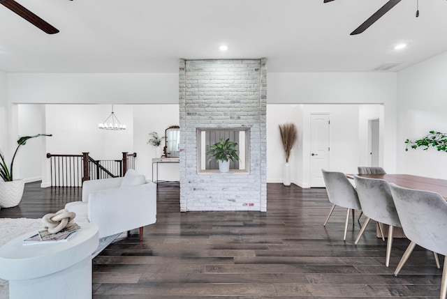 108 Island Green Dr, Republic, MO 65738 - living room with a ceiling fan, wood finished floors, recessed lighting, and a chandelier
