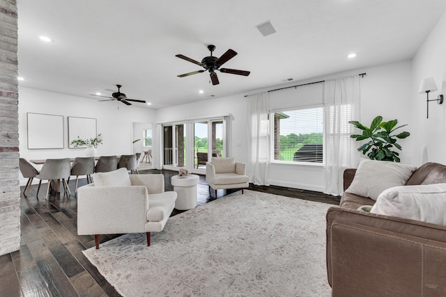 108 Island Green Dr, Republic, MO 65738 - living area with dark wood-style flooring, recessed lighting, and a ceiling fan