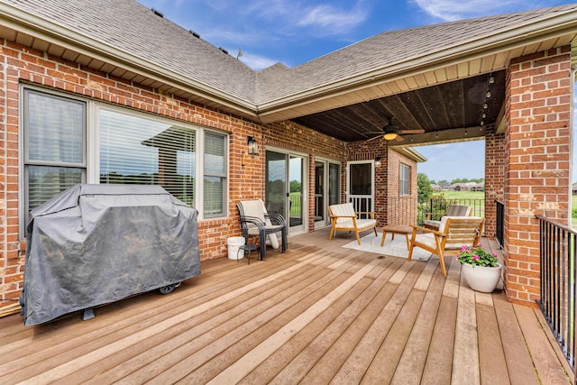 108 Island Green Dr, Republic, MO 65738 - deck with ceiling fan and grilling area