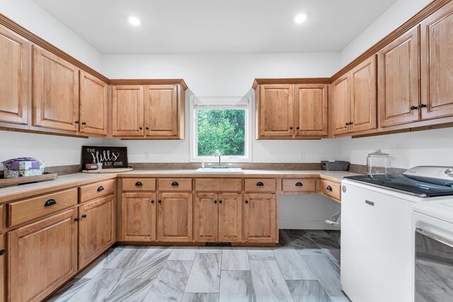 108 Island Green Dr, Republic, MO 65738 - washroom with cabinet space, washer and dryer, and recessed lighting