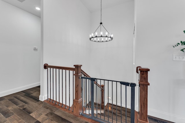 108 Island Green Dr, Republic, MO 65738 - stairs with a chandelier, baseboards, recessed lighting, and wood finished floors