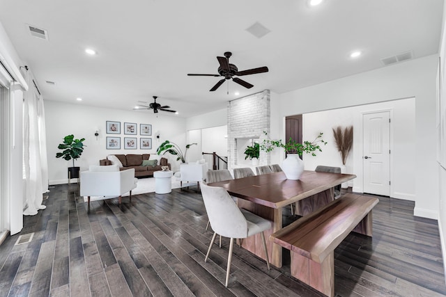 108 Island Green Dr, Republic, MO 65738 - dining area featuring ceiling fan, dark wood-style flooring, recessed lighting, and baseboards