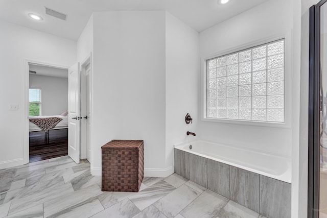 108 Island Green Dr, Republic, MO 65738 - bathroom with a bath, baseboards, recessed lighting, and marble finish flooring