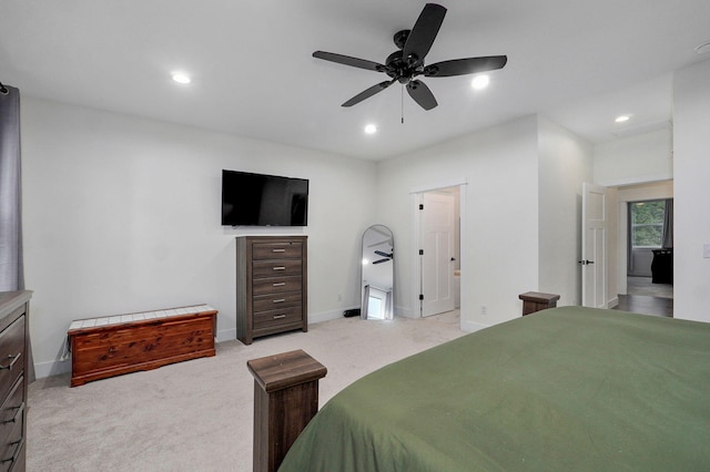 498 Mockingbird, Rogersville, MO 65742 - bedroom featuring light colored carpet, recessed lighting, baseboards, and ceiling fan