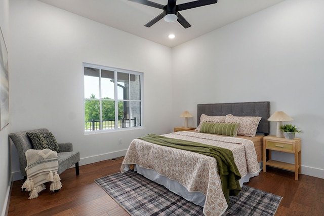 1756 N Marlowe Ave, Springfield, MO 65802 - bedroom with baseboards, wood finished floors, recessed lighting, and ceiling fan