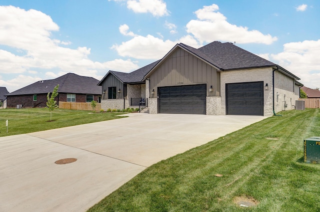 1756 N Marlowe Ave, Springfield, MO 65802 - modern farmhouse with an attached garage, board and batten siding, central AC, and concrete driveway