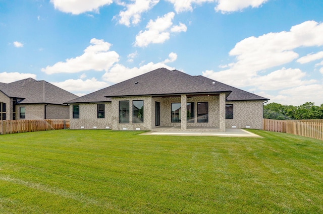 1756 N Marlowe Ave, Springfield, MO 65802 - back of property featuring a patio area, roof with shingles, brick siding, and crawl space