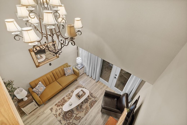 180 Grace Chapel Rd Unit 321, Blue Eye, MO 65611 - living area with a chandelier and wood finished floors