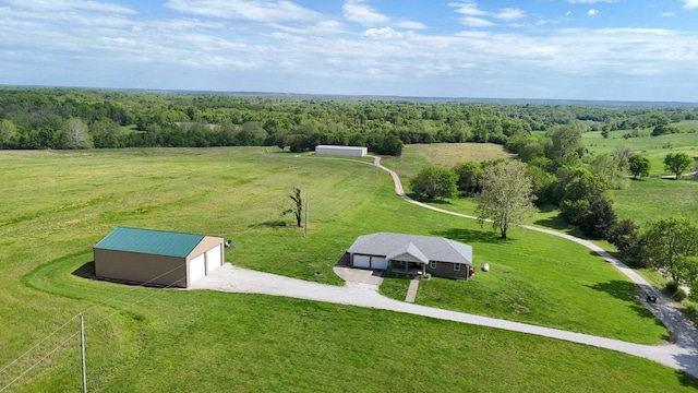 overview of rural landscape with a heavily wooded area