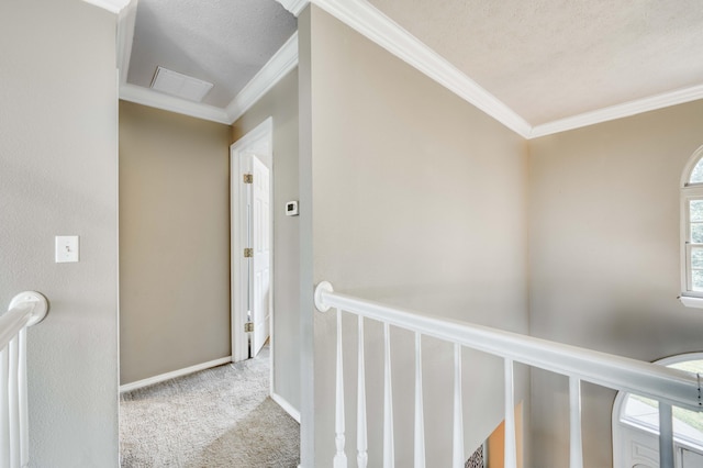 287 Appletree Dr, Ozark, MO 65721 - corridor featuring ornamental molding, carpet flooring, plenty of natural light, and an upstairs landing