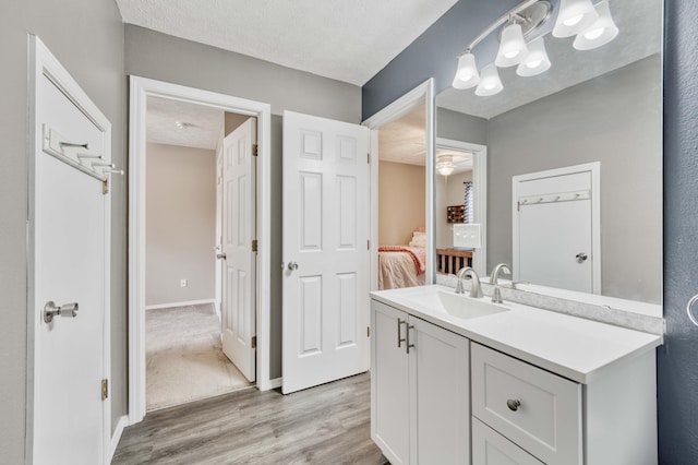 287 Appletree Dr, Ozark, MO 65721 - bathroom featuring vanity, wood finished floors, ensuite bathroom, baseboards, and a textured ceiling