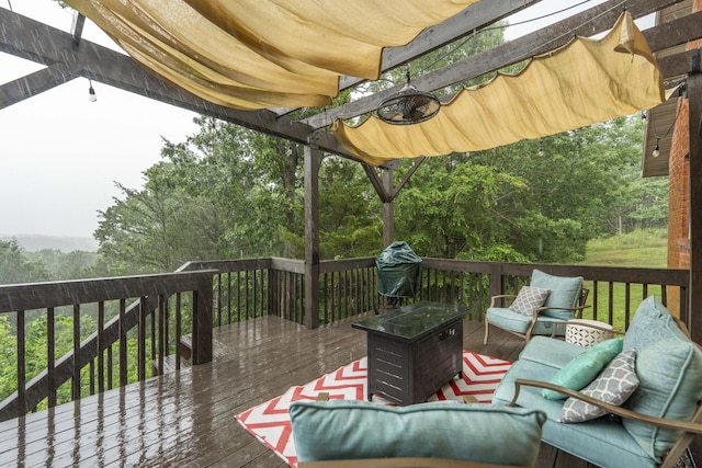 287 Appletree Dr, Ozark, MO 65721 - wooden deck with an outdoor living space, a pergola, and grilling area