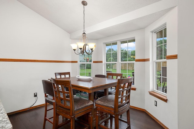 5204 W Turnberry Ct, Ozark, MO 65721 - dining space featuring a chandelier, baseboards, and dark wood-style floors