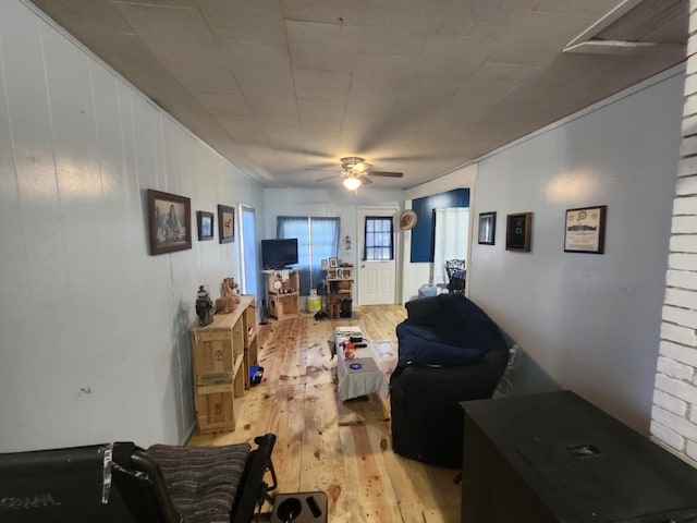 626 W N St, Mountain Grove, MO 65711 - living room featuring light wood-type flooring and ceiling fan