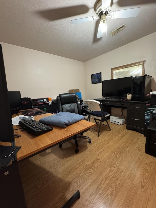 11513 Co Rd Unit 76-203, Ava, MO 65608 - office space with light wood-style flooring, a ceiling fan, and a textured ceiling