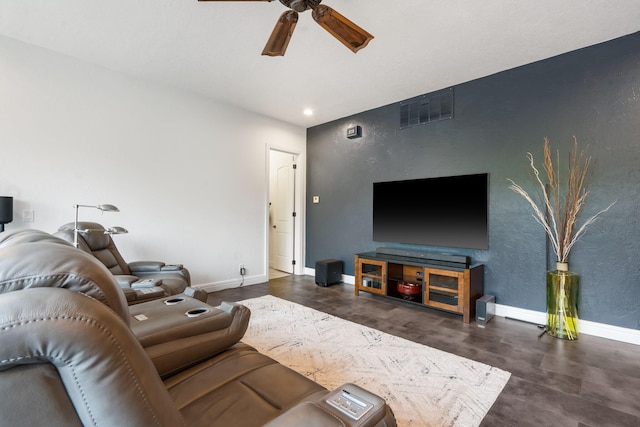185 Appaloosa Trl, Saddlebrooke, MO 65630 - living room with ceiling fan, baseboards, recessed lighting, and a textured wall