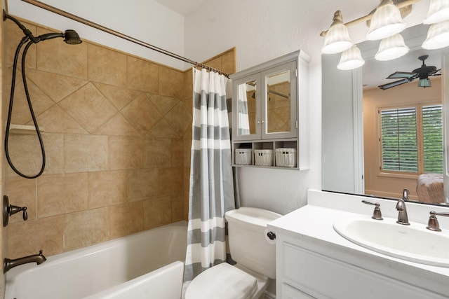 185 Appaloosa Trl, Saddlebrooke, MO 65630 - full bath with shower / bathtub combination with curtain, vanity, toilet, and a ceiling fan