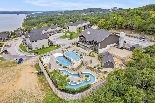 bird's eye view of a pool