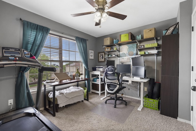 1206 S Solaira St, Ozark, MO 65721 - carpeted home office with a ceiling fan and baseboards