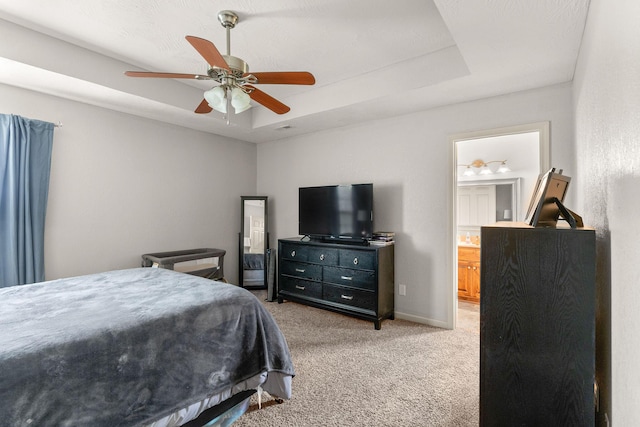 1054 Thoroughfare St, Seymour, MO 65746 - bedroom with light colored carpet, ceiling fan, and ensuite bath