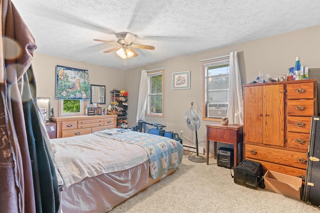 1408 Rockhill Cir, Ozark, MO 65721 - carpeted bedroom featuring cooling unit, a textured ceiling, and ceiling fan