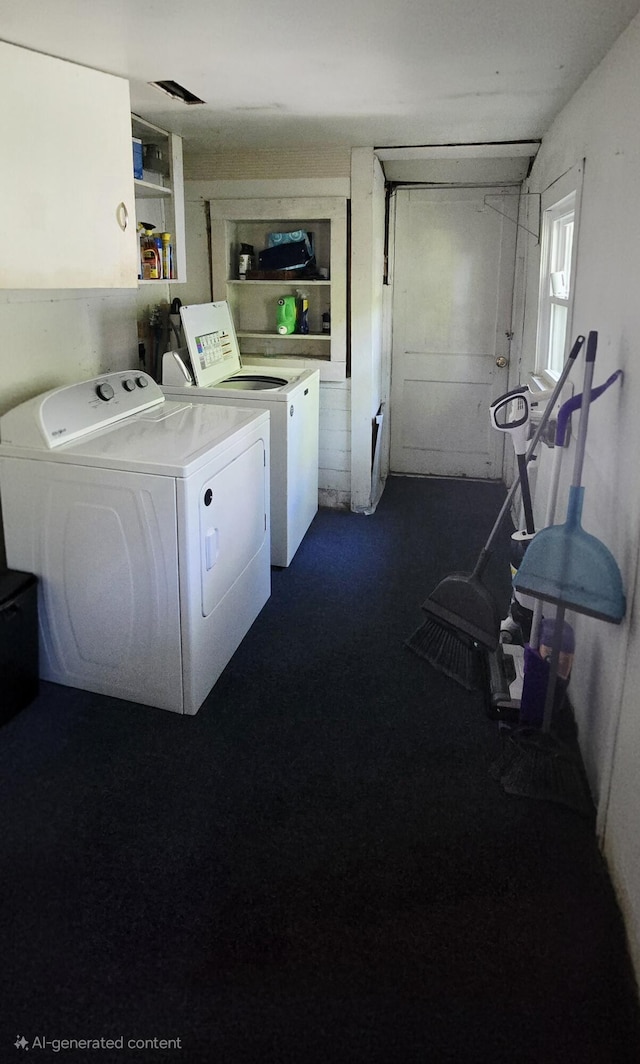 414 3rd St, Anderson, MO 64831 - washroom with independent washer and dryer and dark carpet