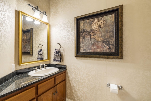 2421 Candlebark Ln, Lebanon, MO 65536 - bathroom featuring wallpapered walls and vanity