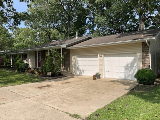 2704 Jennifer Dr, West Plains, MO 65775 - ranch-style house featuring a garage, driveway, a front yard, and roof with shingles