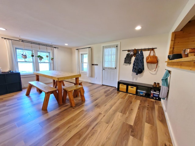 1010 Pine St, Cabool, MO 65689 - dining area featuring light wood-type flooring, healthy amount of natural light, and recessed lighting