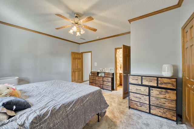 3596 E Montrose Ct, Springfield, MO 65809 - bedroom with light carpet, crown molding, and ceiling fan