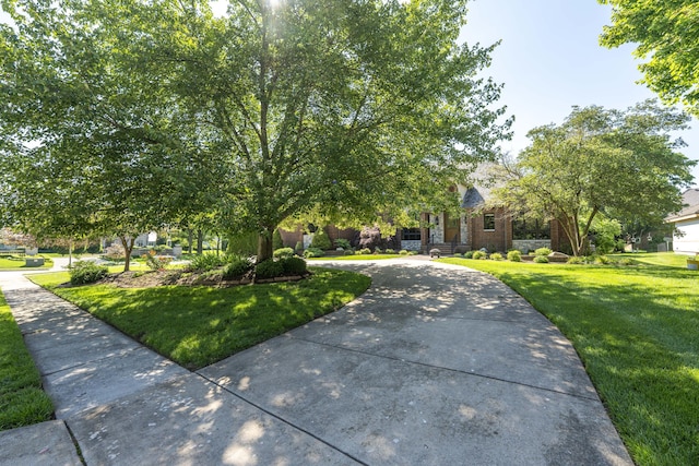 3596 E Montrose Ct, Springfield, MO 65809 - obstructed view of property with a front yard and curved driveway