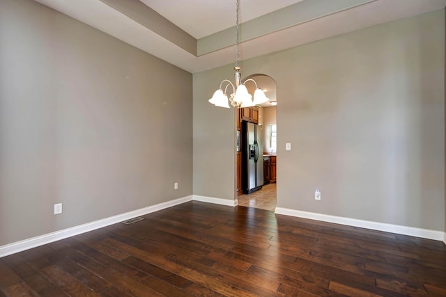 1214 Evington Ct, Springfield, MO 65803 - empty room with hardwood / wood-style floors, baseboards, and a chandelier