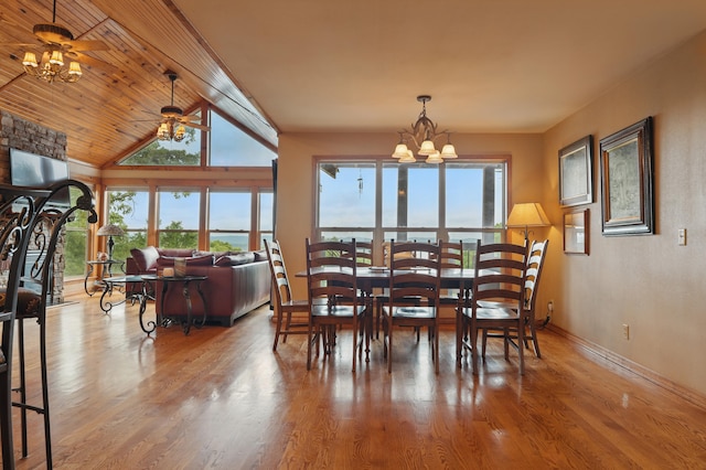 1041 Skyview Dr, Branson, MO 65616 - dining area with healthy amount of natural light, wood finished floors, a chandelier, and a ceiling fan