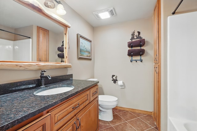 1041 Skyview Dr, Branson, MO 65616 - bathroom with vanity, tile patterned flooring, toilet, and baseboards