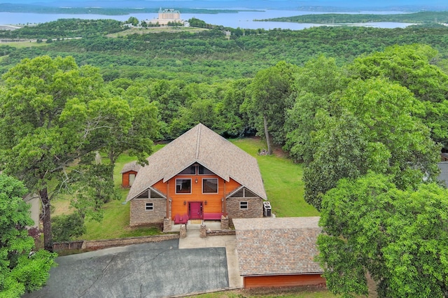 1041 Skyview Dr, Branson, MO 65616 - view from above of property with a nearby body of water and a heavily wooded area