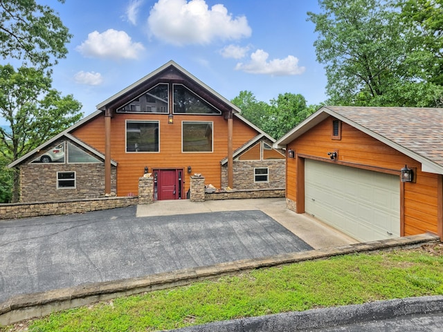 1041 Skyview Dr, Branson, MO 65616 - view of front of property featuring stone siding and a detached garage