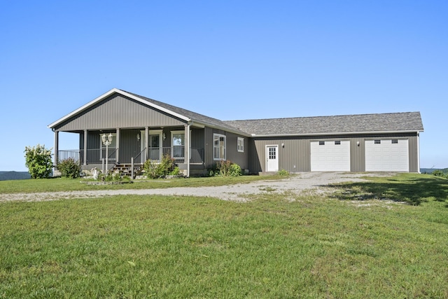 323 Shadrack Rd, Cape Fair, MO 65624 - view of front of property featuring a porch, a front yard, and driveway