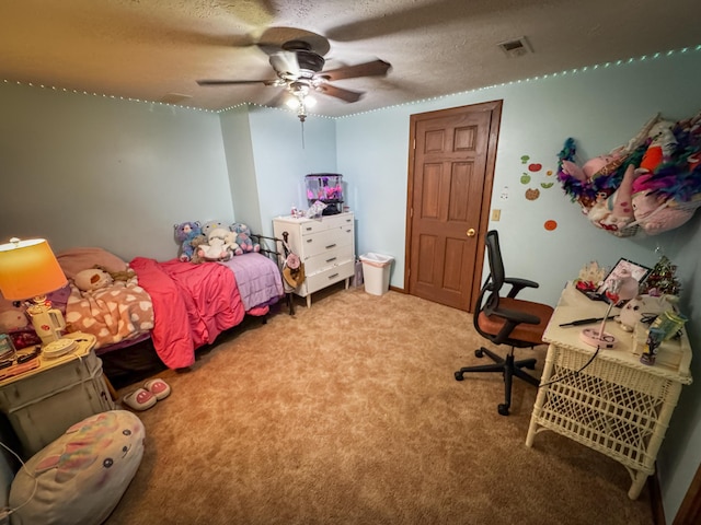 5350 E Farm Road 168, Rogersville, MO 65742 - carpeted bedroom featuring a textured ceiling and a ceiling fan