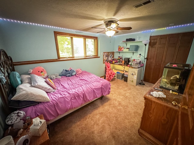 5350 E Farm Road 168, Rogersville, MO 65742 - bedroom with carpet flooring, a textured ceiling, and ceiling fan