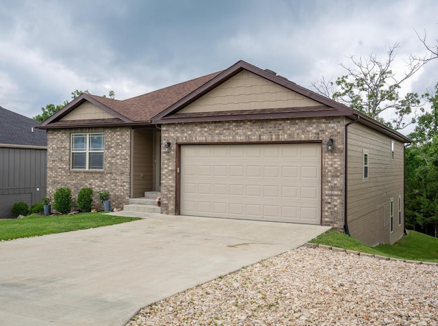 343 Cedar Glade Dr, Branson West, MO 65737 - ranch-style home with brick siding, driveway, and an attached garage