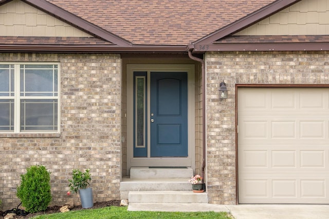 343 Cedar Glade Dr, Branson West, MO 65737 - property entrance featuring a shingled roof and brick siding