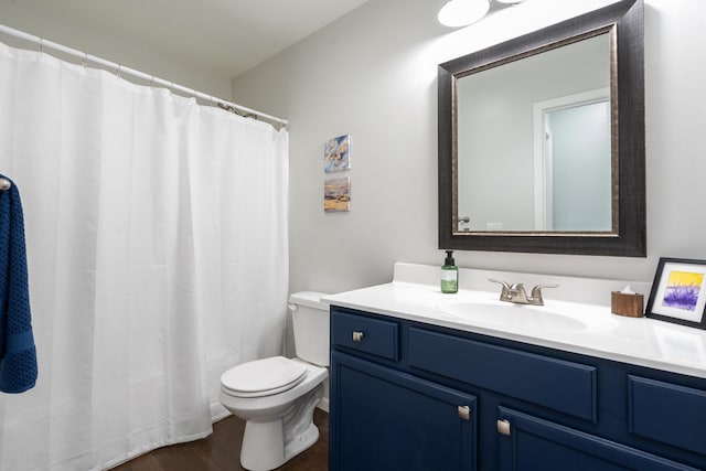 343 Cedar Glade Dr, Branson West, MO 65737 - full bath with toilet, vanity, wood finished floors, and a shower with shower curtain