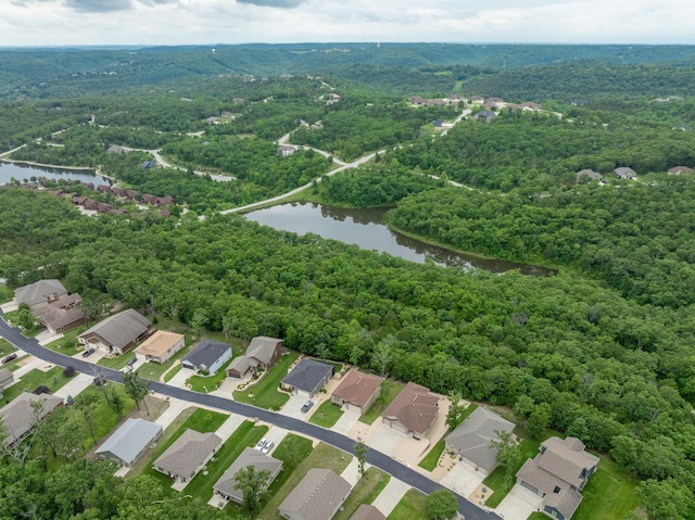 343 Cedar Glade Dr, Branson West, MO 65737 - aerial perspective of suburban area with a nearby body of water and a heavily wooded area