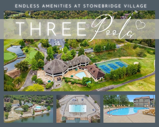 343 Cedar Glade Dr, Branson West, MO 65737 - drone / aerial view of a pool