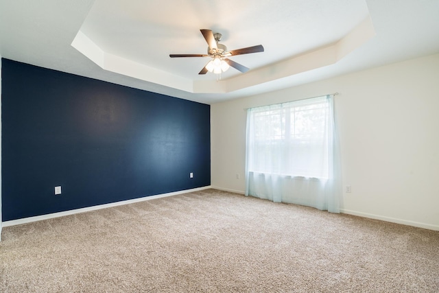 343 Cedar Glade Dr, Branson West, MO 65737 - empty room with a raised ceiling, a ceiling fan, carpet, and baseboards