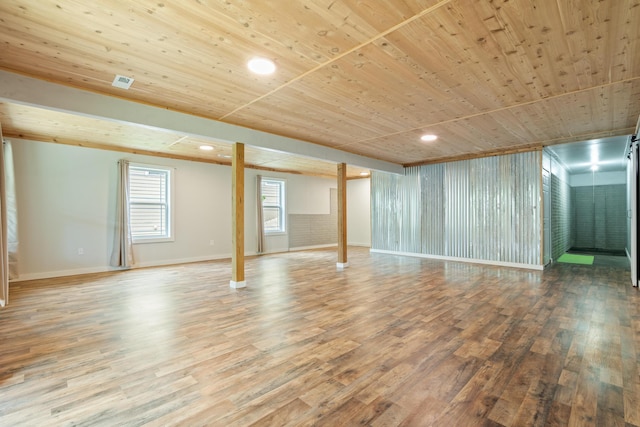 343 Cedar Glade Dr, Branson West, MO 65737 - basement featuring wood ceiling, wood finished floors, baseboards, and recessed lighting