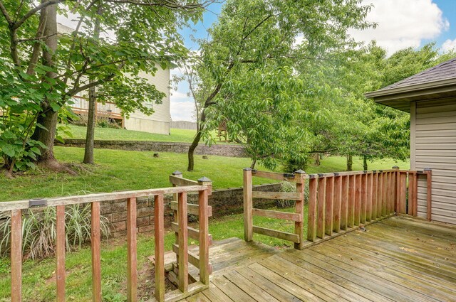 2304 S 12th St, Ozark, MO 65721 - wooden terrace featuring a yard
