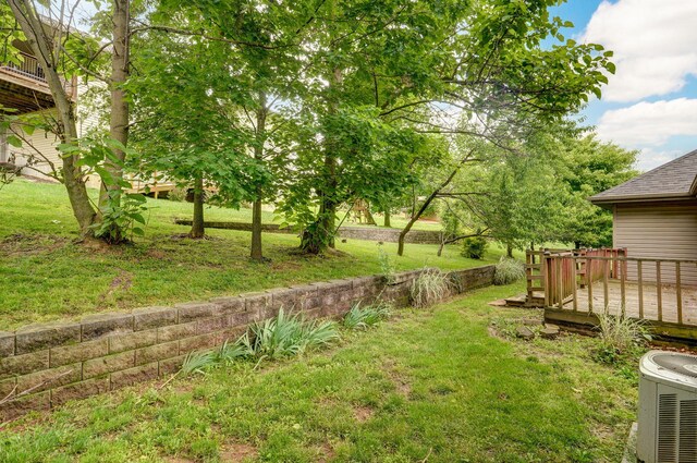 2304 S 12th St, Ozark, MO 65721 - view of green lawn featuring a deck and cooling unit