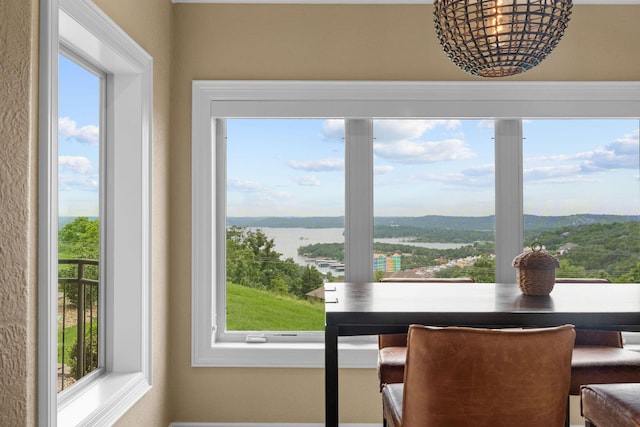 130 Royal Vista Dr Unit 601, Branson, MO 65616 - dining area featuring a water view and a textured wall